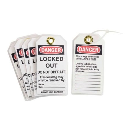 Brady Brady Lockout Tag- Danger Locked Out Do Not Operate, 2 Sided, Cardstock, 25/Pack 65527